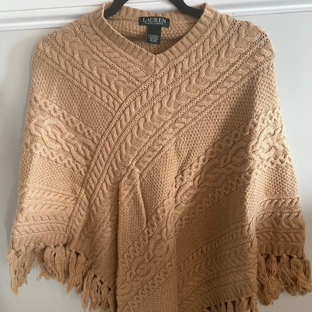 Ralph Lauren Knit Shawl O/S Tan